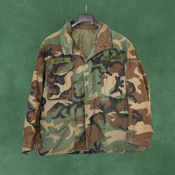U.S. Army M-65 Cold Weather Field Coat & Hood w/ Woodland Camo Pattern (Large) - Picture 1 of 16